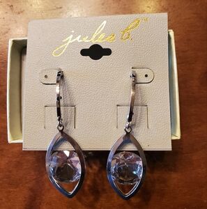 Jules B Silver Tone & Rhinestone Dangle Post Earrings